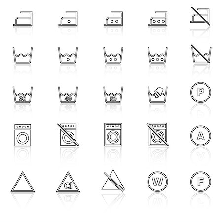 detergente - Laundry line icons with reflect on white background, stock vector Foto de stock - Super Valor sin royalties y Suscripción, Código: 400-07983733