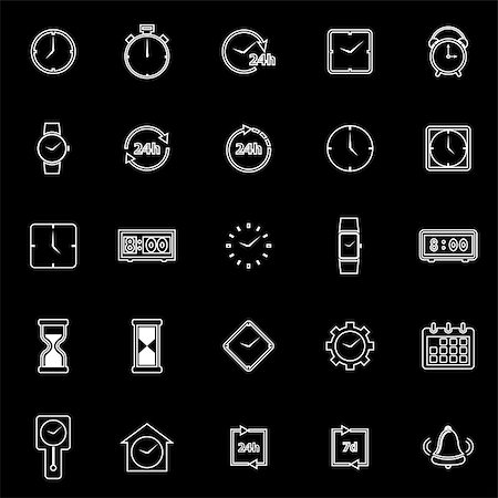 reloj digital - Time line icons on black background, stock vector Foto de stock - Super Valor sin royalties y Suscripción, Código: 400-07983750