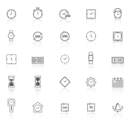 pictogram lines - Time line icons with reflect on white background, stock vector Stock Photo - Budget Royalty-Free & Subscription, Code: 400-07983752
