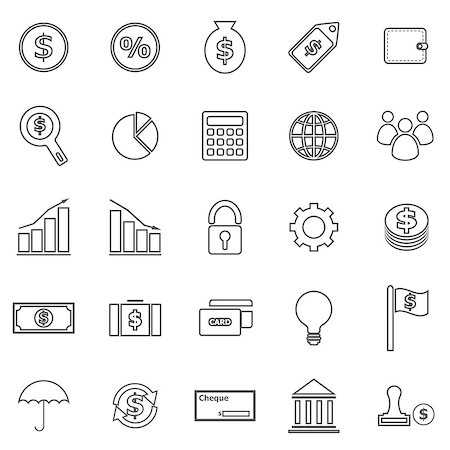 Finance line icons on white background, stock vector Stock Photo - Budget Royalty-Free & Subscription, Code: 400-07983944