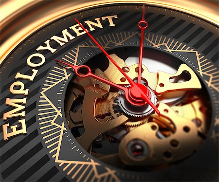 simsearch:400-05034438,k - Employment on Black-Golden Watch Face with Closeup View of Watch Mechanism. Stock Photo - Budget Royalty-Free & Subscription, Code: 400-07994310