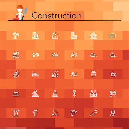 Construction line icons set. Vector illustration. Foto de stock - Super Valor sin royalties y Suscripción, Código: 400-07994581