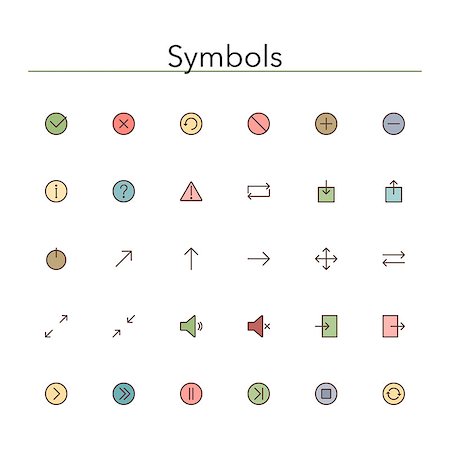 Symbols colored line icons set. Vector illustration. Foto de stock - Super Valor sin royalties y Suscripción, Código: 400-07994592