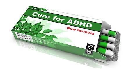 Cure for  ADHD - Green Open Blister Pack Tablets Isolated on White. Foto de stock - Super Valor sin royalties y Suscripción, Código: 400-07994746