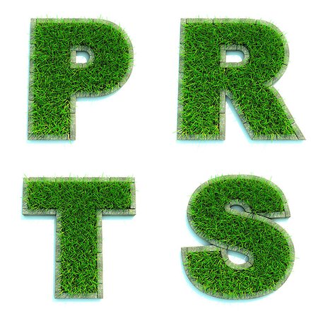 Letters P, R, T, S - Alphabet Set of Green Grass Lawn on White Background in 3d. Stock Photo - Budget Royalty-Free & Subscription, Code: 400-07995045