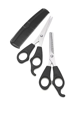 Comb and Scissors On White Background Stock Photo - Budget Royalty-Free & Subscription, Code: 400-07995082