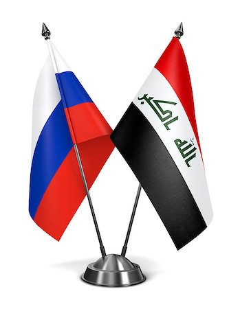 simsearch:400-07995495,k - Russia and Iraq - Miniature Flags Isolated on White Background. Stock Photo - Budget Royalty-Free & Subscription, Code: 400-07995275