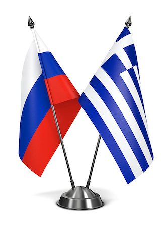 simsearch:400-07996632,k - Russia and Greece - Miniature Flags Isolated on White Background. Foto de stock - Super Valor sin royalties y Suscripción, Código: 400-07995277