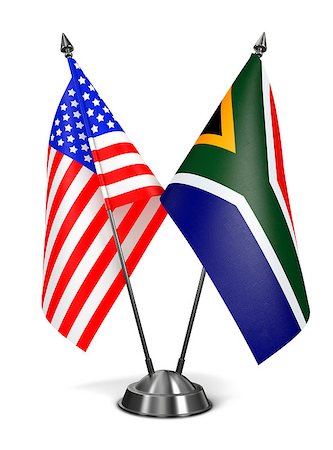 simsearch:400-07994703,k - USA and South Africa - Miniature Flags Isolated on White Background. Photographie de stock - Aubaine LD & Abonnement, Code: 400-07995303