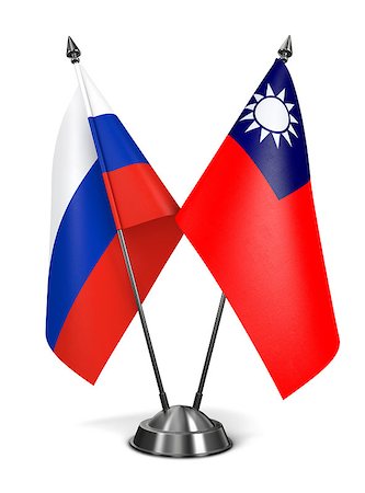 simsearch:400-07996632,k - Russia and Republic China - Miniature Flags Isolated on White Background. Photographie de stock - Aubaine LD & Abonnement, Code: 400-07995310