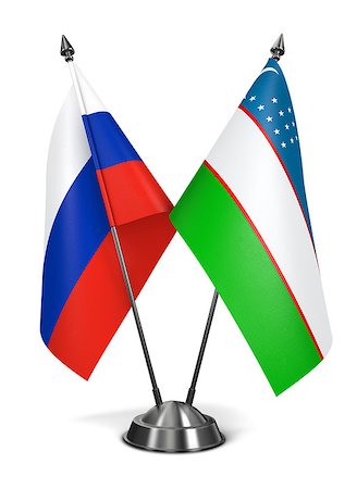 simsearch:400-07996632,k - Russia and Uzbekistan - Miniature Flags Isolated on White Background. Photographie de stock - Aubaine LD & Abonnement, Code: 400-07995345
