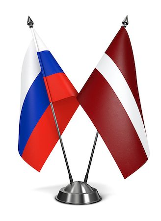 simsearch:400-07994376,k - Russia and Latvia - Miniature Flags Isolated on White Background. Stock Photo - Budget Royalty-Free & Subscription, Code: 400-07995375