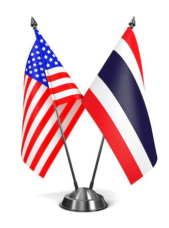 pattaya - USA and Thailand - Miniature Flags Isolated on White Background. Foto de stock - Super Valor sin royalties y Suscripción, Código: 400-07995382
