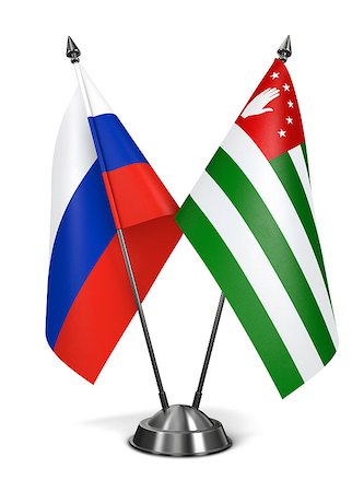 simsearch:400-07996632,k - Russia and Abkhazia - Miniature Flags Isolated on White Background. Photographie de stock - Aubaine LD & Abonnement, Code: 400-07995486
