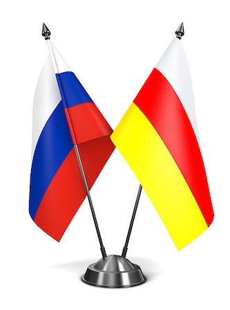 simsearch:400-07996632,k - Russia and South Ossetia - Miniature Flags Isolated on White Background. Photographie de stock - Aubaine LD & Abonnement, Code: 400-07995495