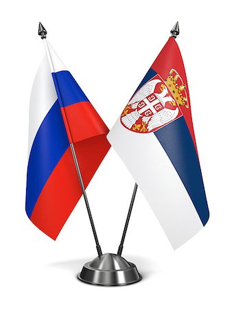 simsearch:400-07996632,k - Russia and Serbia - Miniature Flags Isolated on White Background. Photographie de stock - Aubaine LD & Abonnement, Code: 400-07995501