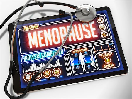 Menopause - Diagnosis on the Display of Medical Tablet and a Black Stethoscope on White Background. Photographie de stock - Aubaine LD & Abonnement, Code: 400-07995520