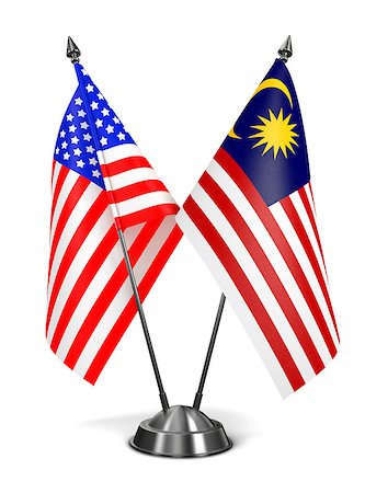 simsearch:400-08114490,k - USA and Malaysia - Miniature Flags Isolated on White Background. Foto de stock - Super Valor sin royalties y Suscripción, Código: 400-07995582