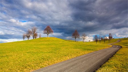 Empty road in the spring landscape at sunset Stock Photo - Budget Royalty-Free & Subscription, Code: 400-07995758