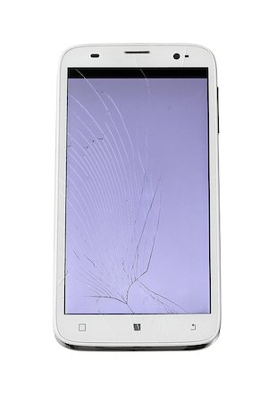 simsearch:400-07293028,k - Broken Touch Screen Smartphone On White Background Photographie de stock - Aubaine LD & Abonnement, Code: 400-07995929