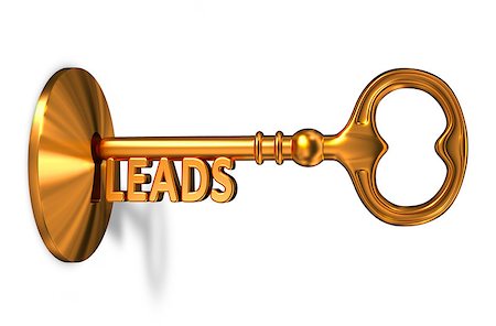 simsearch:400-07309669,k - Leads - Golden Key is Inserted into the Keyhole Isolated on White Background Stock Photo - Budget Royalty-Free & Subscription, Code: 400-07996049