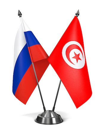 simsearch:400-07996632,k - Russia and Tunisia - Miniature Flags Isolated on White Background. Photographie de stock - Aubaine LD & Abonnement, Code: 400-07996288