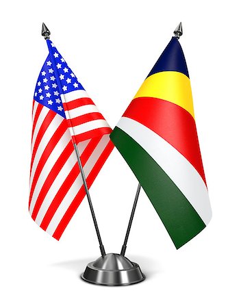 simsearch:400-07996632,k - USA and Seychelles - Miniature Flags Isolated on White Background. Photographie de stock - Aubaine LD & Abonnement, Code: 400-07996309