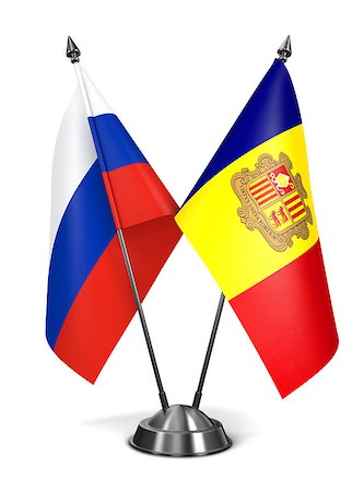 simsearch:400-07995495,k - Russia and Andorra - Miniature Flags Isolated on White Background. Photographie de stock - Aubaine LD & Abonnement, Code: 400-07996325