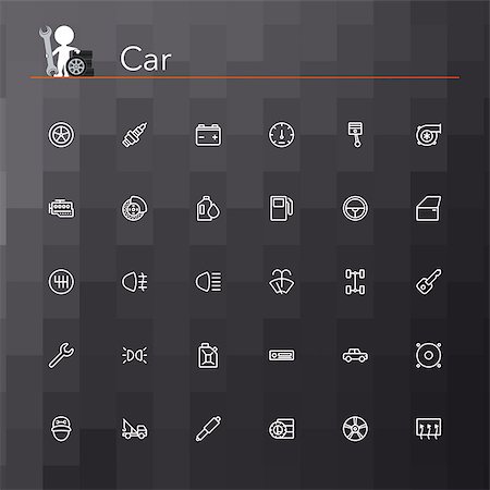 Car line icons set. Vector illustration. Geometric background. Stock Photo - Budget Royalty-Free & Subscription, Code: 400-07996549