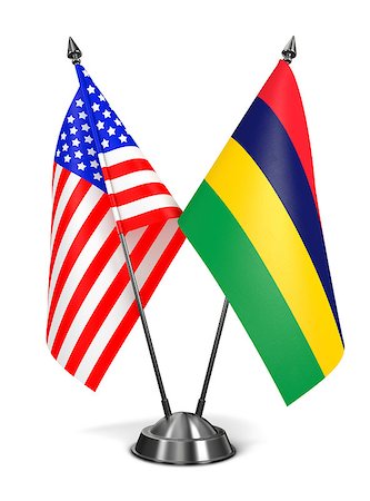 simsearch:400-07996292,k - USA and Mauritius - Miniature Flags Isolated on White Background. Photographie de stock - Aubaine LD & Abonnement, Code: 400-07996619