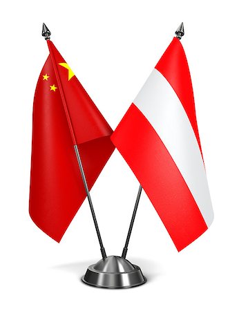 simsearch:400-08160601,k - China and Austria - Miniature Flags Isolated on White Background. Photographie de stock - Aubaine LD & Abonnement, Code: 400-07996634