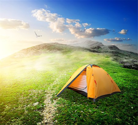 simsearch:400-05168151,k - Touristic tent in mountain valley in spring Stock Photo - Budget Royalty-Free & Subscription, Code: 400-07996697