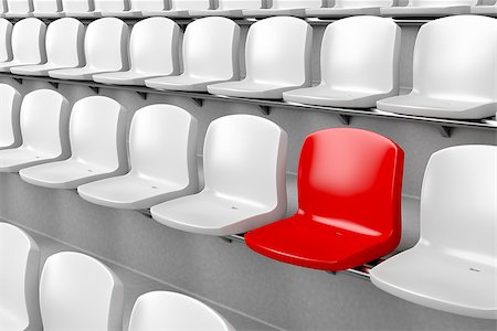 different concept - Unique red seat among white ones Stock Photo - Budget Royalty-Free & Subscription, Code: 400-07996830
