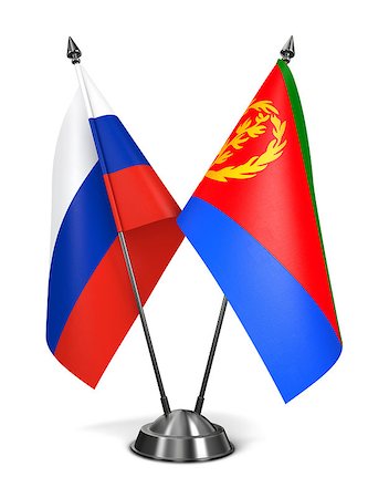 simsearch:400-07996632,k - Russia and Eritrea - Miniature Flags Isolated on White Background. Photographie de stock - Aubaine LD & Abonnement, Code: 400-07996886