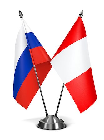 simsearch:400-07995495,k - Russia and Peru - Miniature Flags Isolated on White Background. Photographie de stock - Aubaine LD & Abonnement, Code: 400-07996894