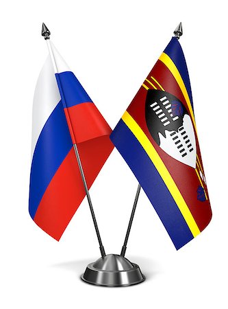 simsearch:400-08162232,k - Russia and Swaziland - Miniature Flags Isolated on White Background. Stock Photo - Budget Royalty-Free & Subscription, Code: 400-07996898