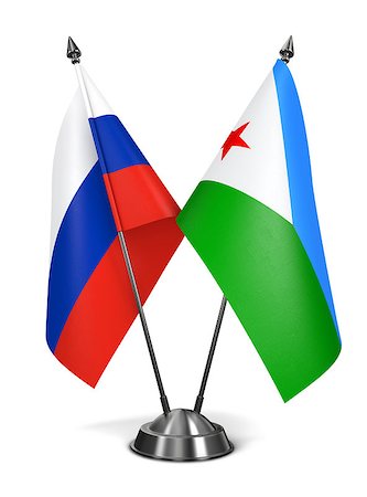 simsearch:400-07996632,k - Russia and Djibouti - Miniature Flags Isolated on White Background. Photographie de stock - Aubaine LD & Abonnement, Code: 400-07996891