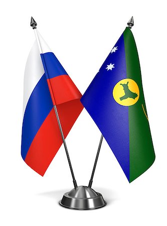 simsearch:400-07996632,k - Russia and Christmas Island - Miniature Flags Isolated on White Background. Photographie de stock - Aubaine LD & Abonnement, Code: 400-07996911