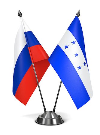 simsearch:400-07996632,k - Russia and Honduras - Miniature Flags Isolated on White Background. Photographie de stock - Aubaine LD & Abonnement, Code: 400-07996913
