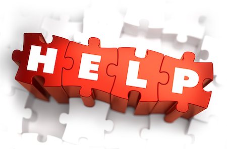 simsearch:400-04361437,k - Help - Text on Red Puzzles with White Background and Selective Focus. Photographie de stock - Aubaine LD & Abonnement, Code: 400-07996924