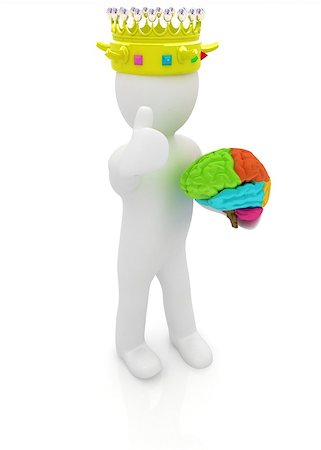 simsearch:400-06797580,k - 3d people - man, person with a golden crown. King with brain Stock Photo - Budget Royalty-Free & Subscription, Code: 400-07997192