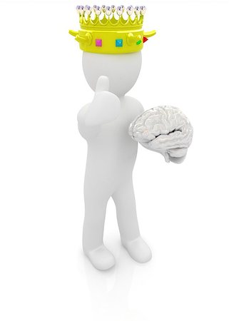 simsearch:400-04987781,k - 3d people - man, person with a golden crown. King with brain Stock Photo - Budget Royalty-Free & Subscription, Code: 400-07997193