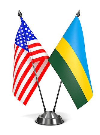 simsearch:400-07996632,k - USA and Rwanda - Miniature Flags Isolated on White Background. Photographie de stock - Aubaine LD & Abonnement, Code: 400-07997291