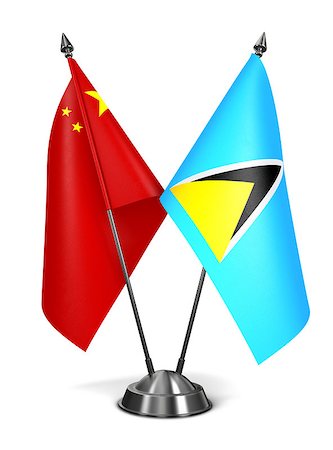 China and Saint Lucia - Miniature Flags Isolated on White Background. Stock Photo - Budget Royalty-Free & Subscription, Code: 400-07997312