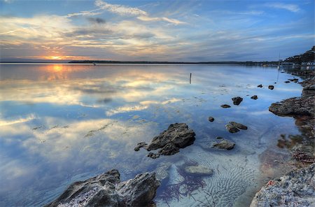 simsearch:400-07514503,k - Sunset skies and mirror reflections in St Georges Basin at Wrights Beach, Shoalhaven district NSW Australia Stock Photo - Budget Royalty-Free & Subscription, Code: 400-07997341