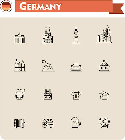 simsearch:400-07990271,k - Set of the Germany traveling related icons Photographie de stock - Aubaine LD & Abonnement, Code: 400-07990274
