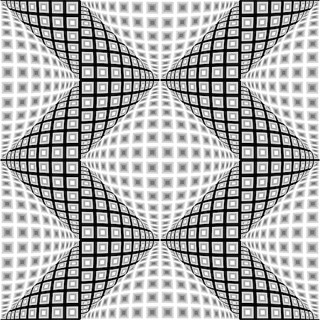 simsearch:400-07990307,k - Design seamless monochrome warped zigzag pattern. Abstract convex textured background. Vector art. No gradient Foto de stock - Super Valor sin royalties y Suscripción, Código: 400-07990285