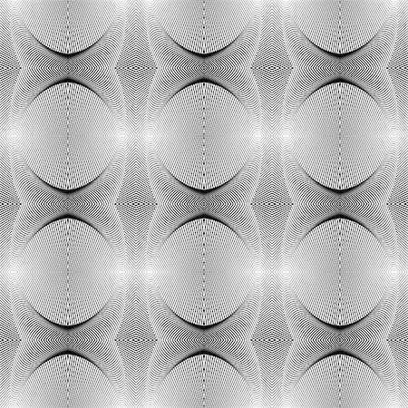 simsearch:400-07676348,k - Design seamless circle geometric pattern. Abstract monochrome waving lines background. Vector art. No gradient Stock Photo - Budget Royalty-Free & Subscription, Code: 400-07990281