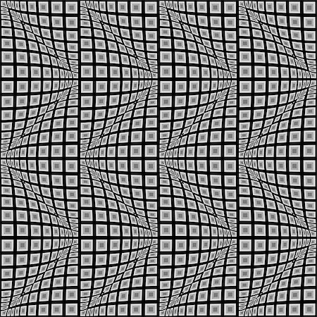 simsearch:400-07827654,k - Design seamless monochrome warped zigzag pattern. Abstract convex textured background. Vector art. No gradient Stock Photo - Budget Royalty-Free & Subscription, Code: 400-07990307