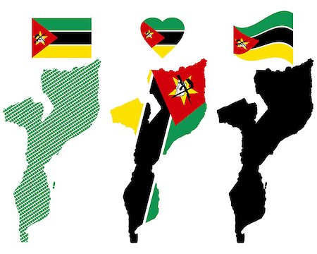 map flag and symbol of Mozambique on a white background Stock Photo - Budget Royalty-Free & Subscription, Code: 400-07990476